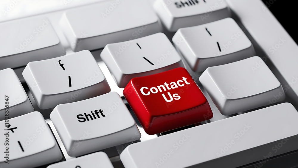 close-up view of a computer keyboard focusing on a unique Contact Us key. Contact us copy space close-up view of a computer keyboard focusing on a unique Contact Us key. Contact us copy space