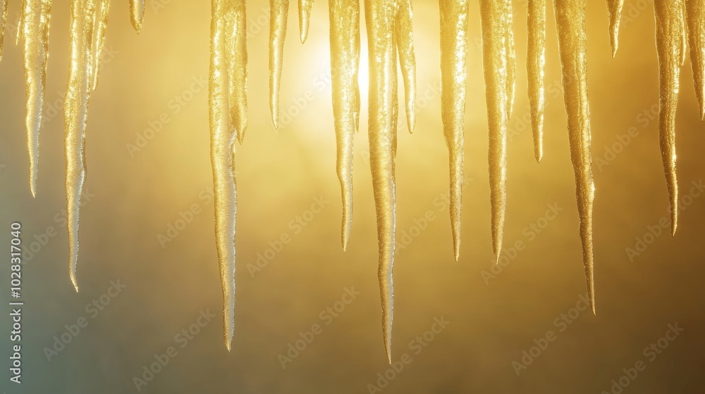 A long line of icicles hanging from the ceiling