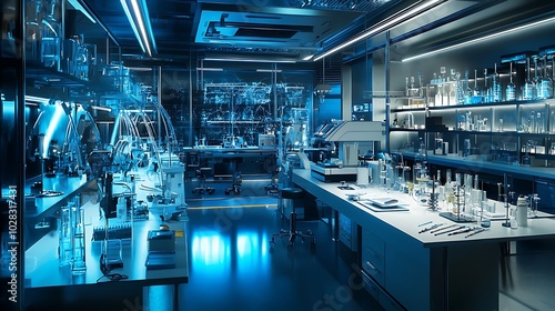 Modern laboratory equipped with the latest scientific research tools.