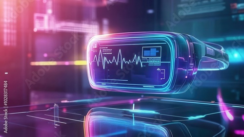Tapety artystyczne Futuristic VR headset with digital interface.