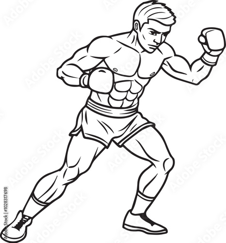 boxer line art vector