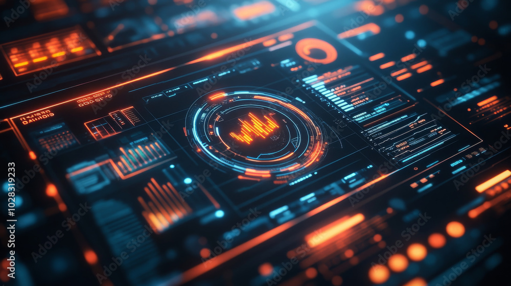 A futuristic phone screen with holographic elements. It shows data charts, communication icons, and a circle representing progress. The design emphasizes technology, innovation, and a bright future. A futuristic phone screen with holographic elements. It shows data charts, communication icons, and a circle representing progress. The design emphasizes technology, innovation, and a bright future.