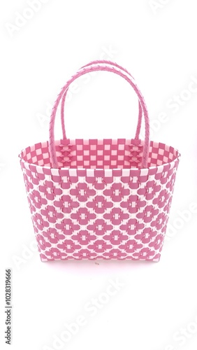 woven basket plastic on isolated white background