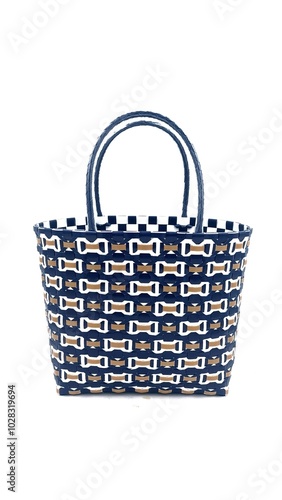 woven basket plastic on isolated white background