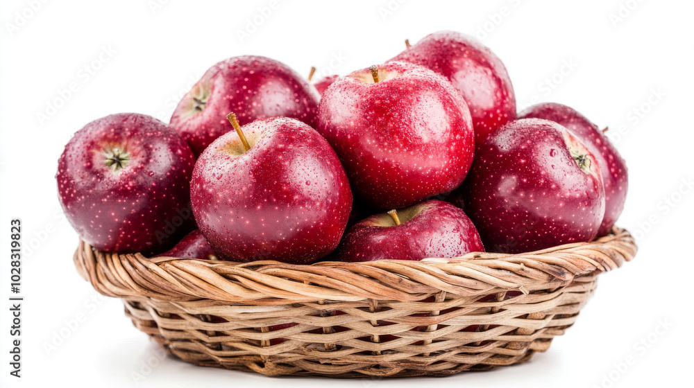 A basket of red, ripe fresh apples, isolated on a white background.
A basket of red, ripe fresh apples, isolated on a white background.