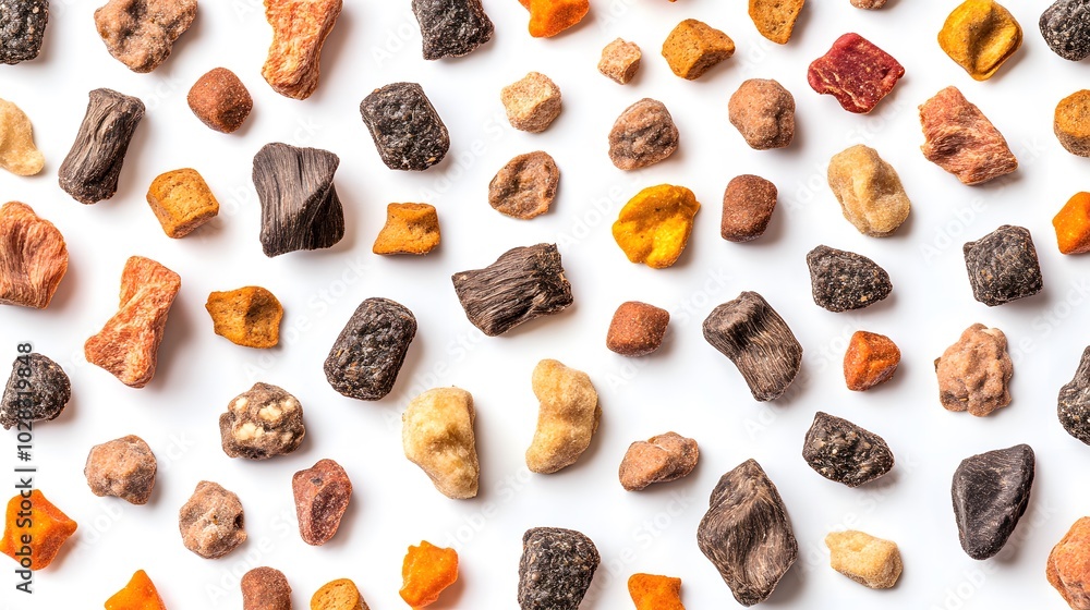 Dry dog food isolated on white background. 