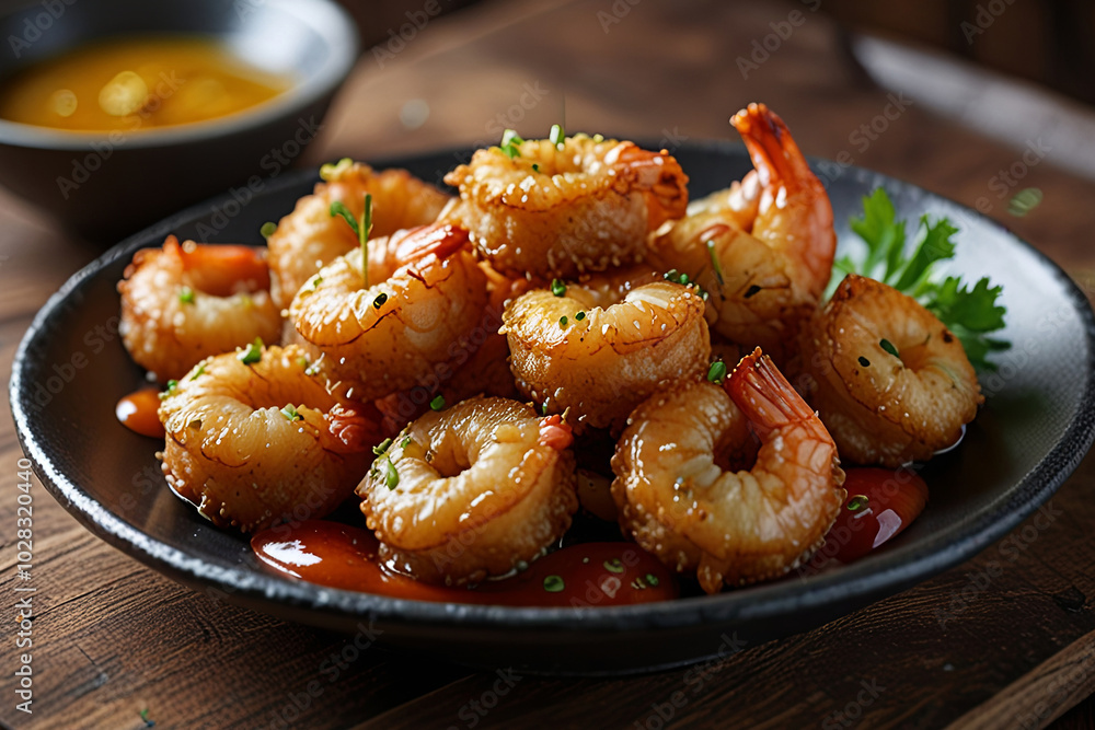 Crispy Fried Shrimp with Tangy Mustard Sauce Crispy Fried Shrimp with Tangy Mustard Sauce