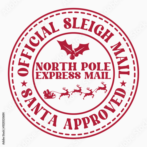official sleigh mail north pole express mail santa approved retro t shirt design sublimation vector