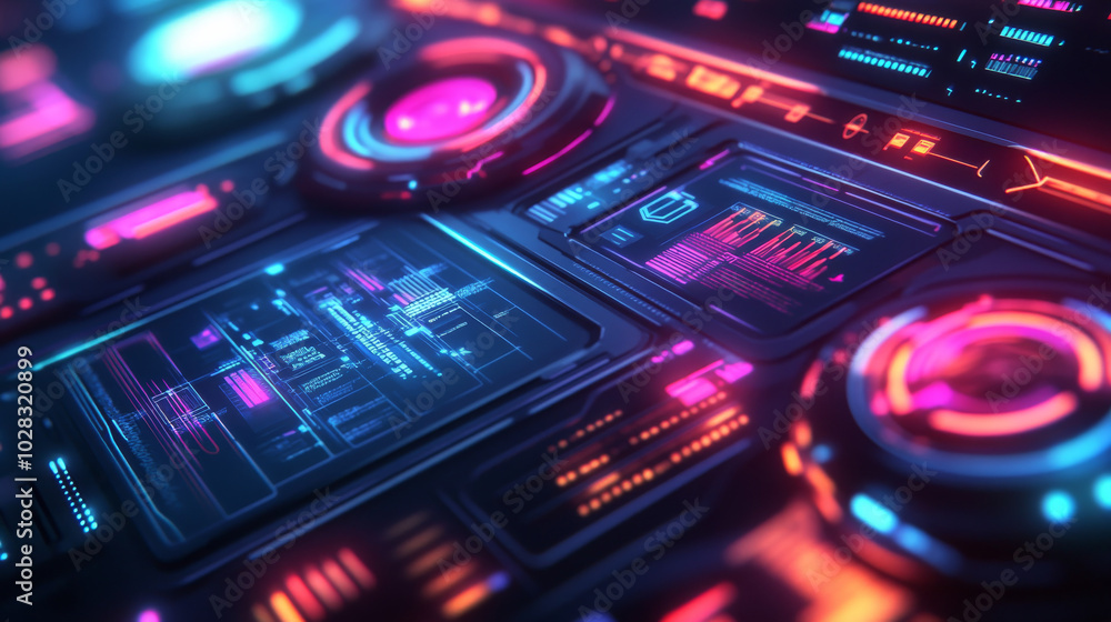 This futuristic design shows a digital interface with holographic elements, charts, and data. It represents modern technology, communication, and innovation. This futuristic design shows a digital interface with holographic elements, charts, and data. It represents modern technology, communication, and innovation.