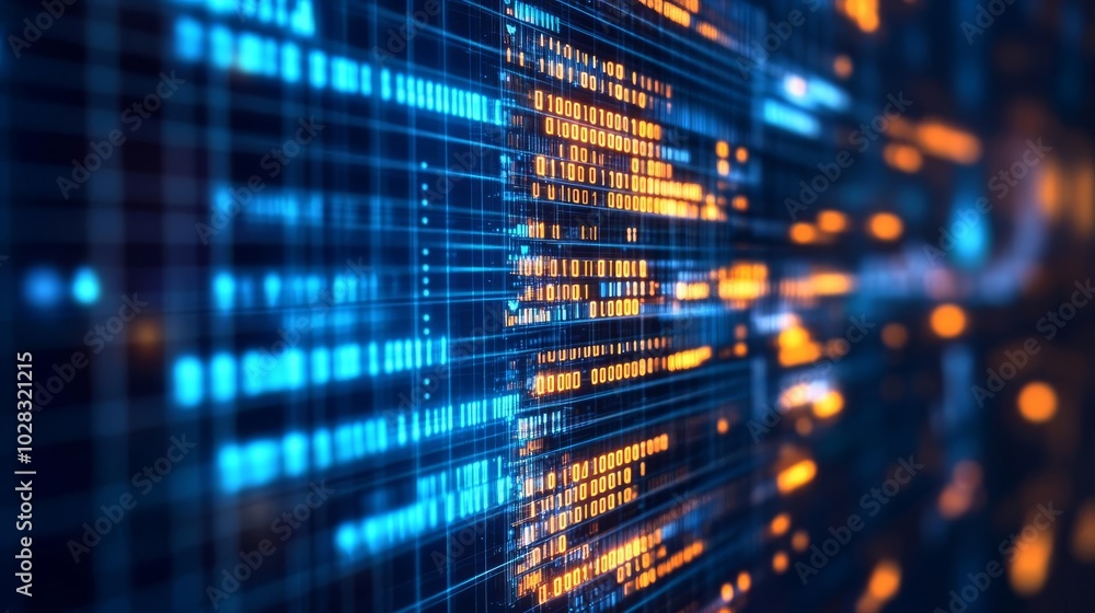 Blockchain disruption, glowing grid, holographic display, cyber-inspired elements Blockchain disruption, glowing grid, holographic display, cyber-inspired elements