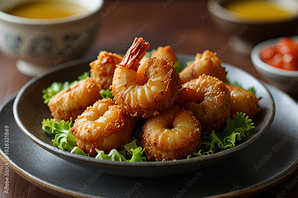 Crispy Fried Shrimp with Tangy Mustard Sauce Crispy Fried Shrimp with Tangy Mustard Sauce