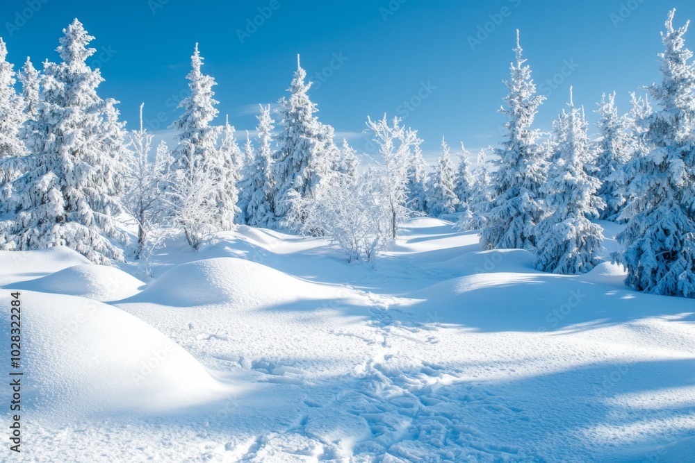 Obraz premium Winter season background full of white snow falling