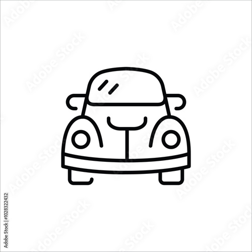 Car icon depicting the front view. Simple and elegant design ideal for urban mobility and transportation services, perfect for web and app interfaces. Vector illustration