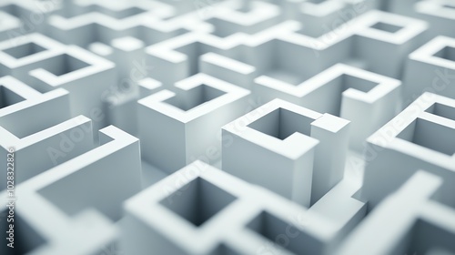 A white, 3D rendered maze.