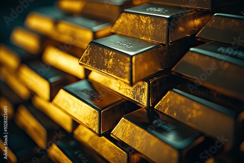 Close-up of Stacked Gold Bars with a Warm Glow