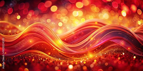 Abstract Colorful Red Wave Background with Bokeh Effect for Vibrant Visuals and Stunning Decor in Modern Art and Graphic Design