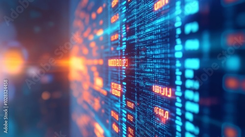 Wallpaper Mural Blockchain disruption, virtual hologram display, cyber tones, digital tech feel Torontodigital.ca