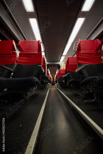 Inside of an OBB train in Vienna