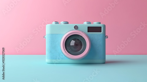 Colorful 3D Icon of a Retro Camera Design