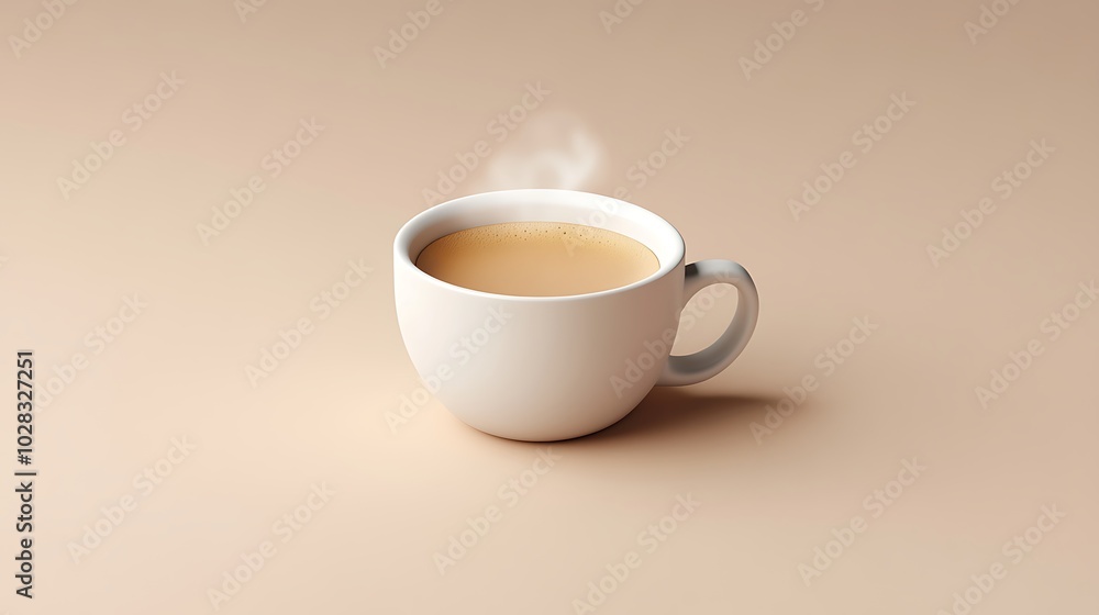 Modern 3D Coffee Cup with Steam for Lifestyle Images Modern 3D Coffee Cup with Steam for Lifestyle Images