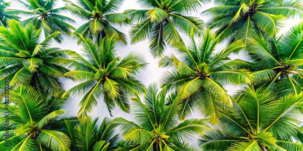 Aerial View of Areca Palm and Coconut Palm Trees on Isolated White Background for Stunning Landscape Photography Aerial View of Areca Palm and Coconut Palm Trees on Isolated White Background for Stunning Landscape Photography