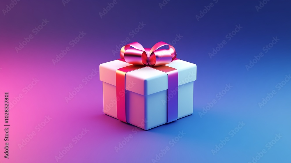 3D Icon of a Gift Box with Ribbon 3D Icon of a Gift Box with Ribbon