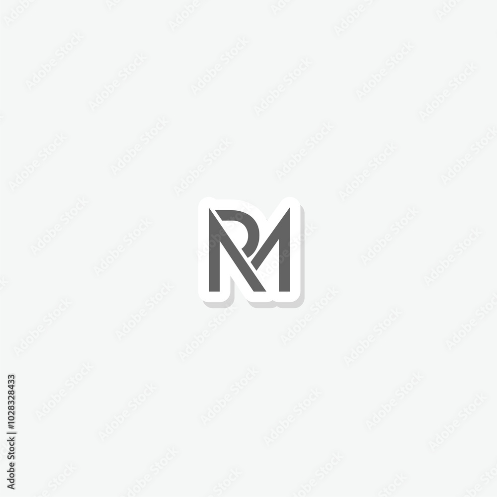 Initial RM letter logo sticker isolated on gray background Initial RM letter logo sticker isolated on gray background