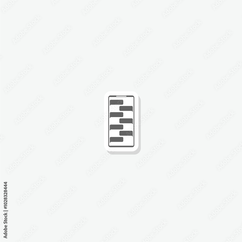 Smartphone chatting interface icon sticker isolated on gray background Smartphone chatting interface icon sticker isolated on gray background