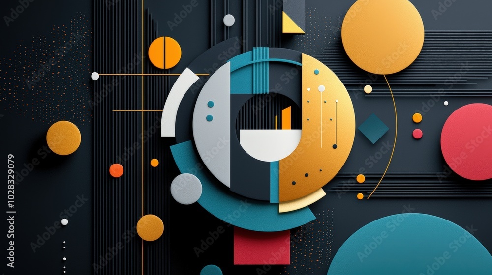 Obraz premium Abstract geometric design with colorful shapes.