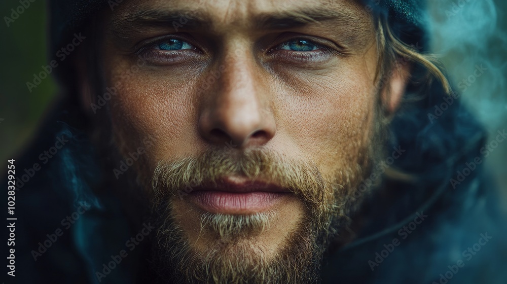 Obraz premium Man Chewing Wet Moist Nicotine Tobacco Snus, Generative AI