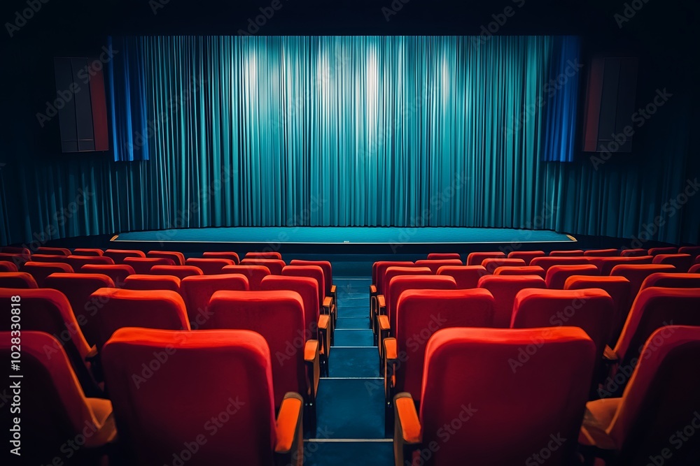 Fototapeta premium Empty Theater Seats Before a Movie Showing.