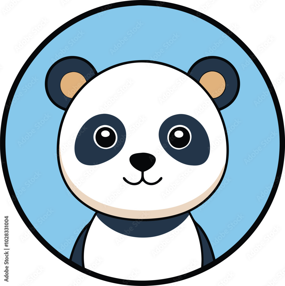 Cute cartoon panda head icon vector on white background. Cute cartoon panda head icon vector on white background.
