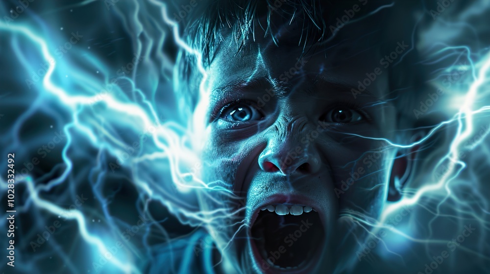 Boy Surrounded by Electric Energy: A Powerful and Emotional Image Boy Surrounded by Electric Energy: A Powerful and Emotional Image