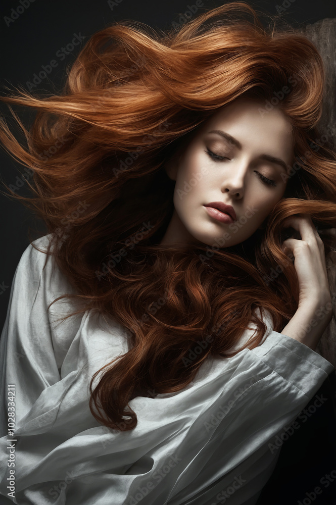 beautiful red hair woman. pretty girl with smooth colored hair beautiful red hair woman. pretty girl with smooth colored hair