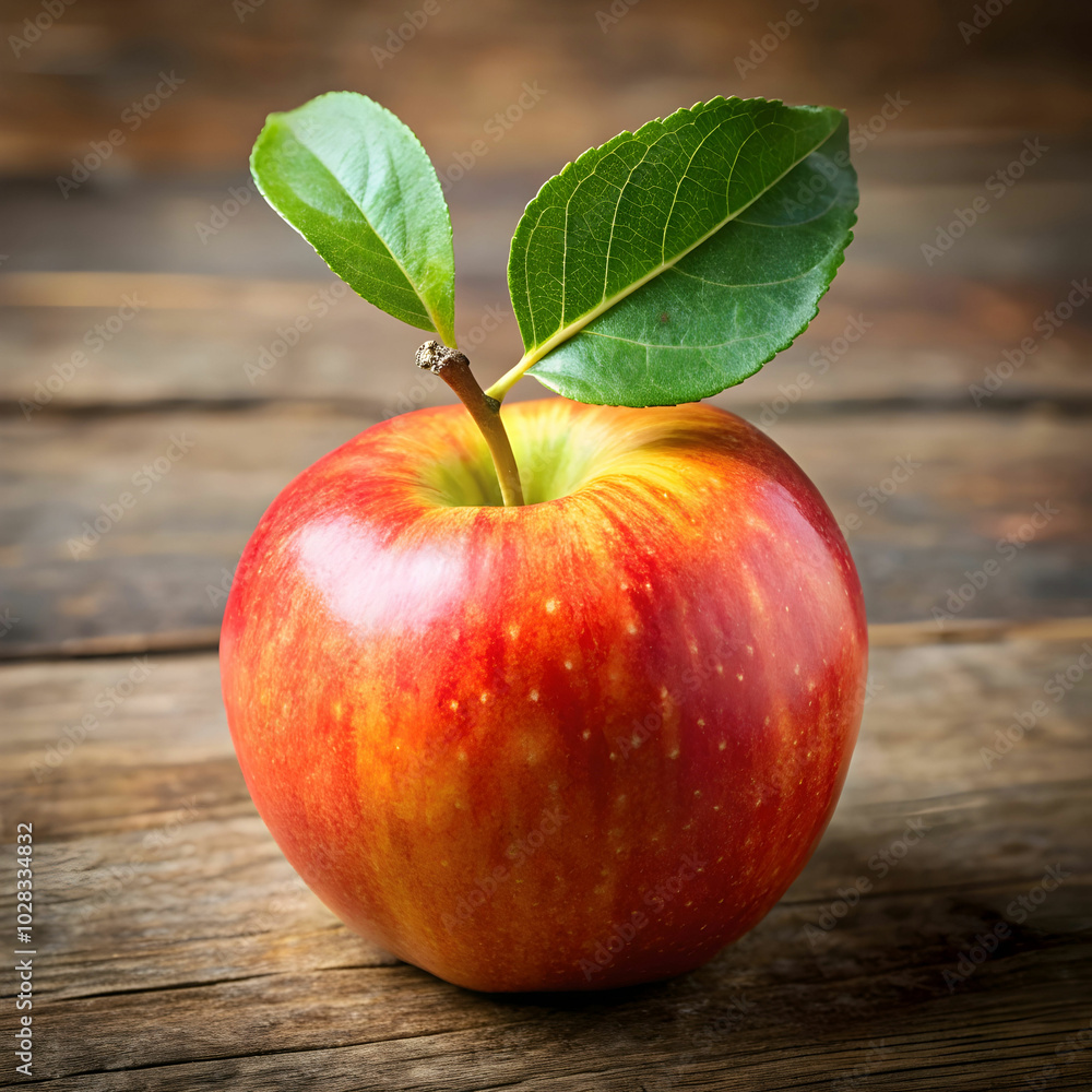 an apple with leaves and leaves on it an apple with leaves and leaves on it
