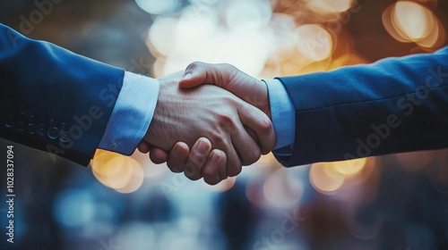 Businessmen Shaking Hands in Corporate Agreement and Trade Partnership