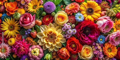 Wallpaper Mural A Vibrant Tapestry of Blossoms A Symphony of Colors and Textures in a Floral Masterpiece Torontodigital.ca