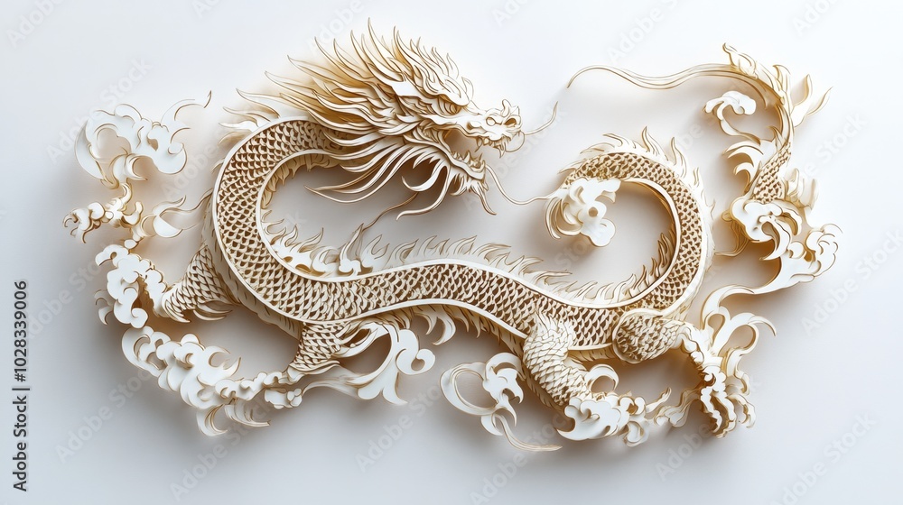 Obraz premium Elegant Chinese Dragon Fantasy for Laser Cutting