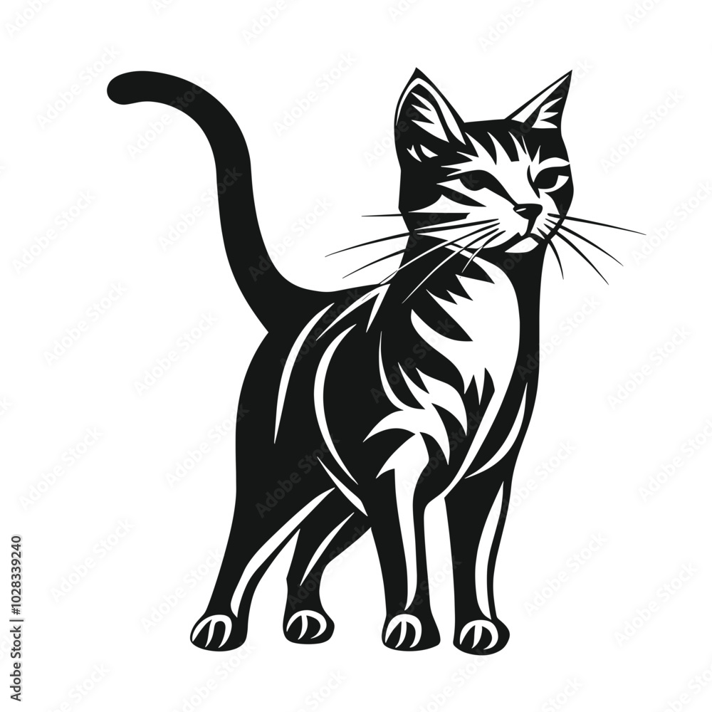 Elegant Standing Cat Vector Icon – Ideal for Pet Branding, Feline-Themed Designs, and Animal Logos Featuring a Graceful, Minimalist Cat Illustration Elegant Standing Cat Vector Icon – Ideal for Pet Branding, Feline-Themed Designs, and Animal Logos Featuring a Graceful, Minimalist Cat Illustration