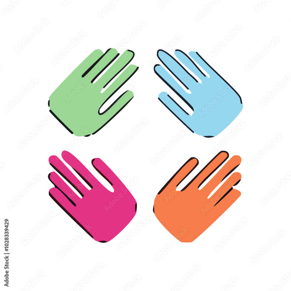 Colorful hand icon set isolated on white background. Vector illustration. Colorful hand icon set isolated on white background. Vector illustration.