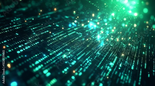 Vibrant Green Binary Data Background for Software and Programming Concepts