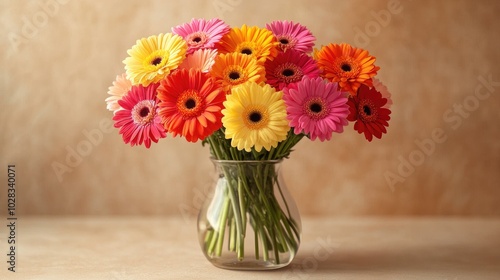 Wallpaper Mural A beautiful mix of colorful flowers in a glass vase, arranged on a minimalist background, perfect for stylish lifestyle imagery Torontodigital.ca