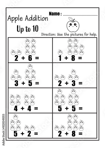 Fruit Addition Worksheet Printable for Kids