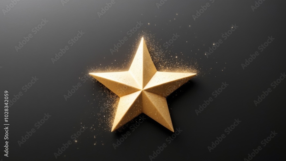 Golden Star with Sparkles on Black Background. Golden Star with Sparkles on Black Background.