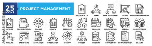 Project Management icon collection set. Containing design business, project, work, planning, manager, management, teamwork
