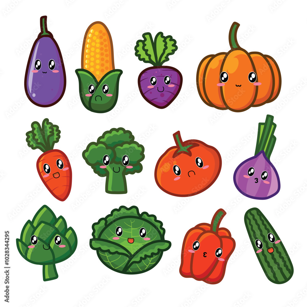 vegetable cute set illustration vegetable cute set illustration