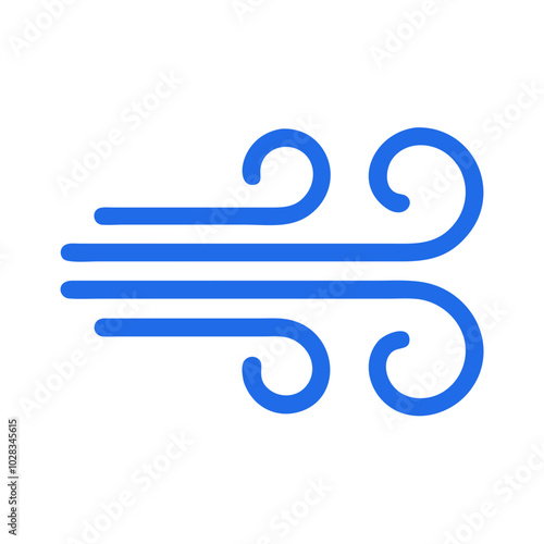 Blue Wind Icon with Curved Air Flow Lines
