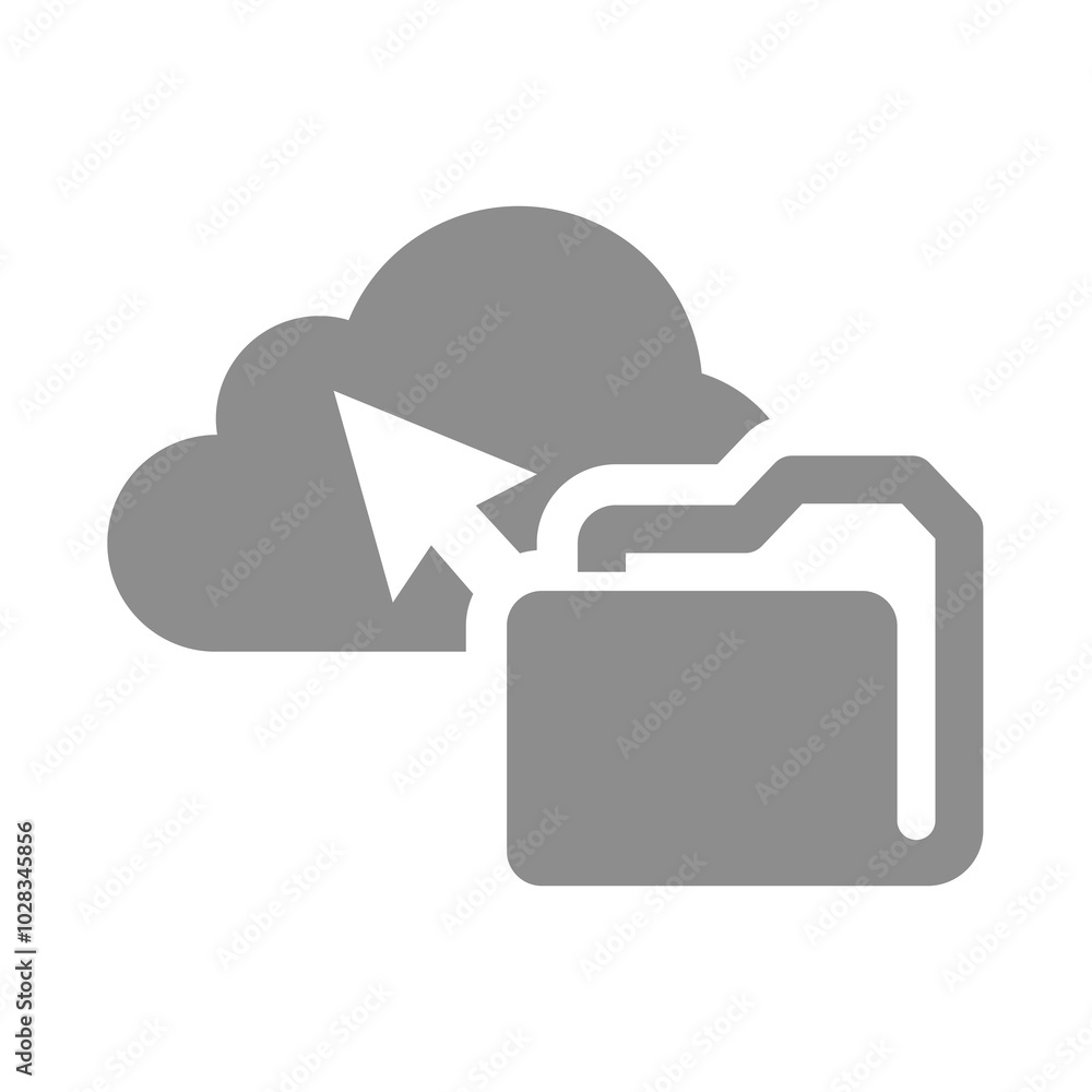 Folder uploading into cloud storage. Data storage drag and drop symbol. Folder uploading into cloud storage. Data storage drag and drop symbol.