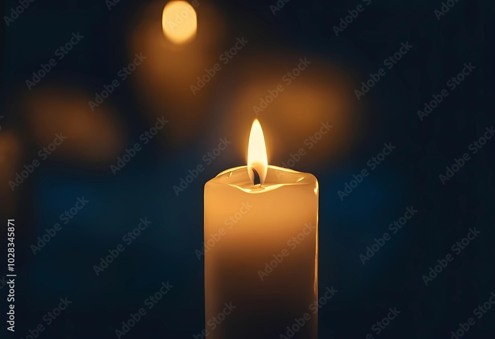 A serene candle flame softly illuminates a dimly lit space, creating a tranquil atmosphere at night A serene candle flame softly illuminates a dimly lit space, creating a tranquil atmosphere at night
