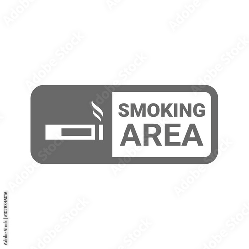 Smoking area vector icon sticker. Label for public building, smoking allowed.